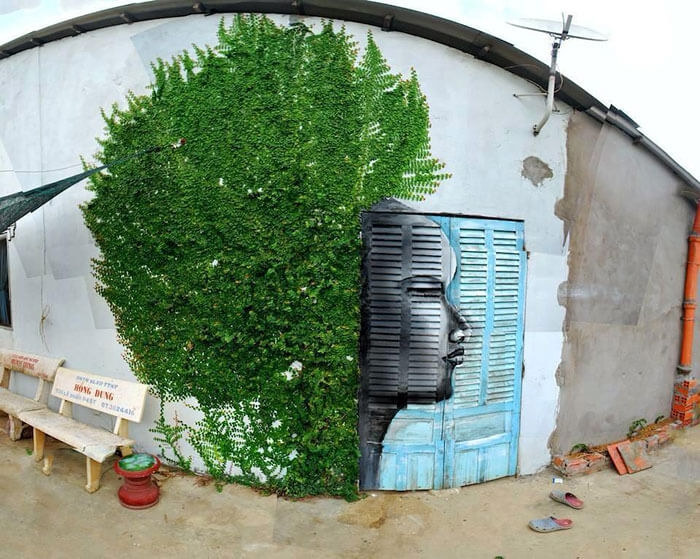 Perfekte Verbindung zwischen Stra?enkunst und Natur