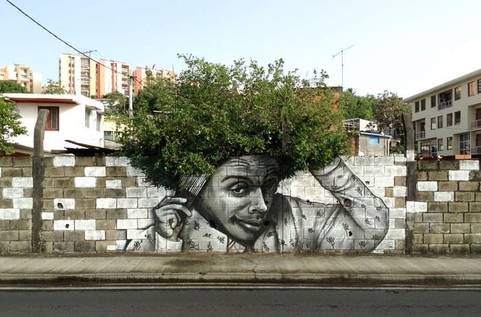 Perfekte Verbindung zwischen Stra?enkunst und Natur