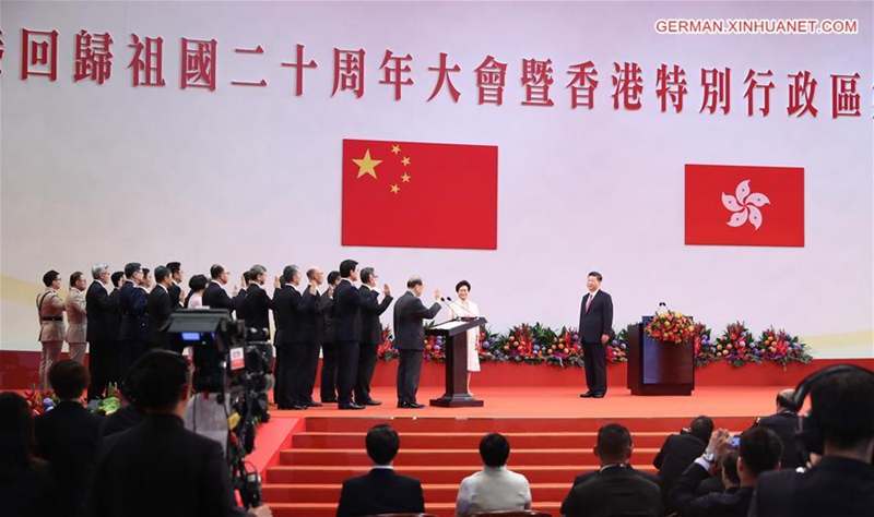Xi Jinping wohnt Amtseinführung der fünften Regierung der Sonderverwaltungszone Hongkong bei