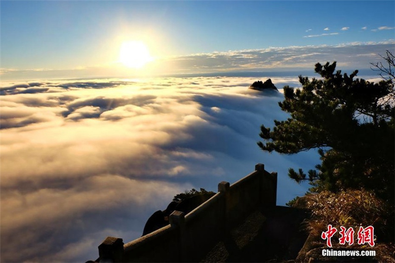 Atemberaubendes Wolkenmeer am Huangshan-Berg