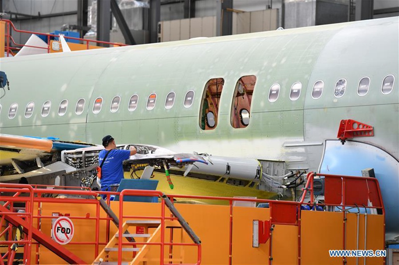 Die Endmontagelinie von Airbus in Tianjin 