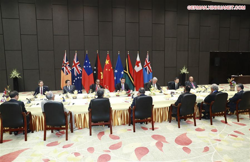Xi Jinping h?lt ein gemeinsames Treffen mit Spitzenpolitikern mehrerer pazifischer Inselstaaten ab